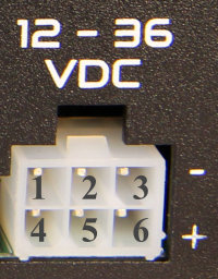 12 to 36 VDC Connector pinout