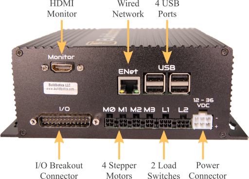 Buildbotics CNC controller HDMI and USB connections