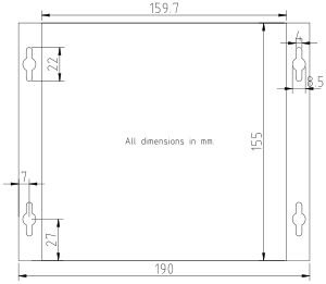 Diagram of Buildbotics CNC controller enclosure footprint